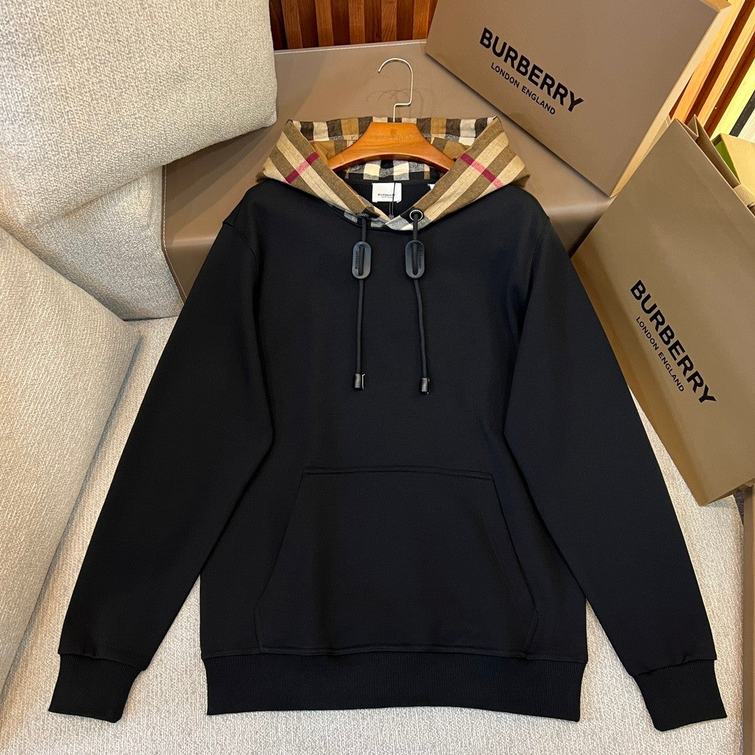 Burberry Men's Spring and Autumn Checkered Printed Hooded Long Sleeve Sweatshirt Pullover #72527