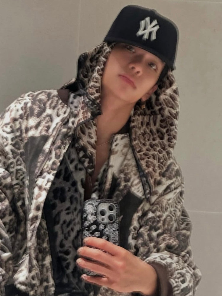 Mowalola X Ksubi Limited Edition Leopard Print Distressed Bomber Jacket Denim Cotton Jacket Fashionable High Street Cool Zipper Jacket Ngvp #2252