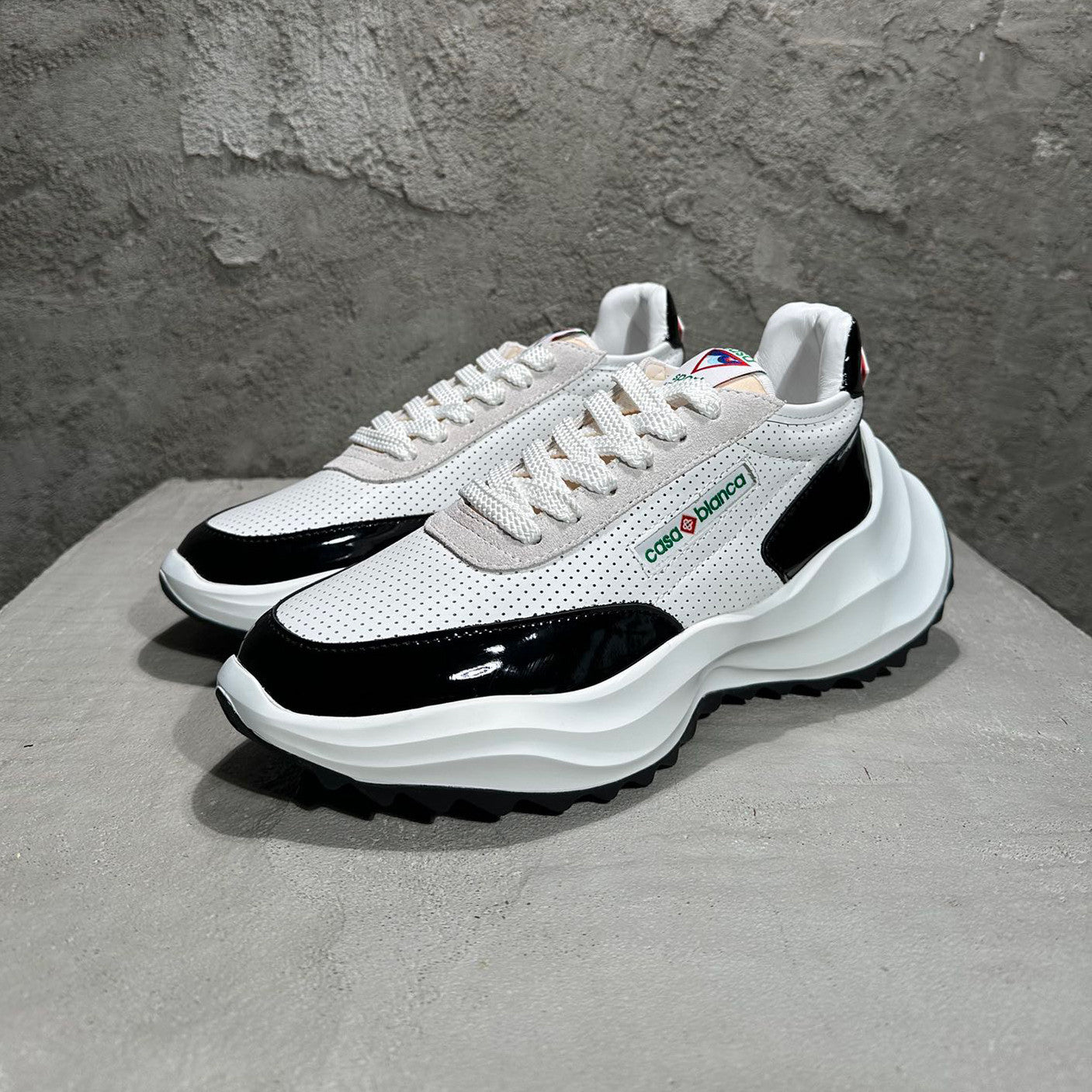 Casablanca Men's And Women's Spring/Fall Fashion Casual Round Toe Lace Up Breathable Leather Thick Sole Low Top Sneakers Shoes #78791