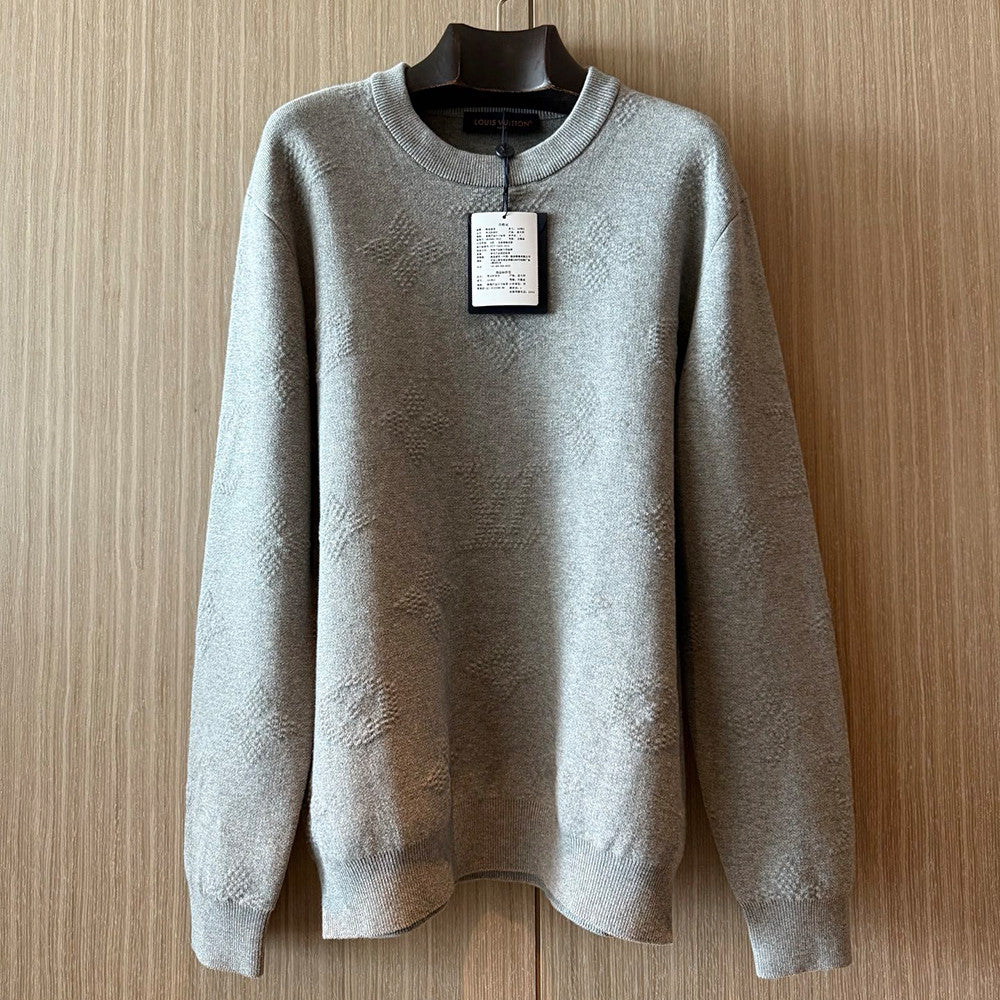 Louis Vuitton Men's and Women's MONOGRAM Embossed Pullover Knitted Three Dimensional Flower Knitted Sweater #332643