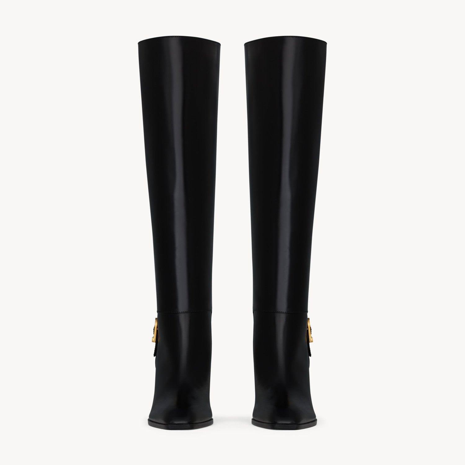 Saint Laurent JULIA Women's Fall/Winter Solid Color Fashion Classic Leather Knee-High Boots. Chunky Heel Shoes Heel Height 7cm Boot Shoes #79217