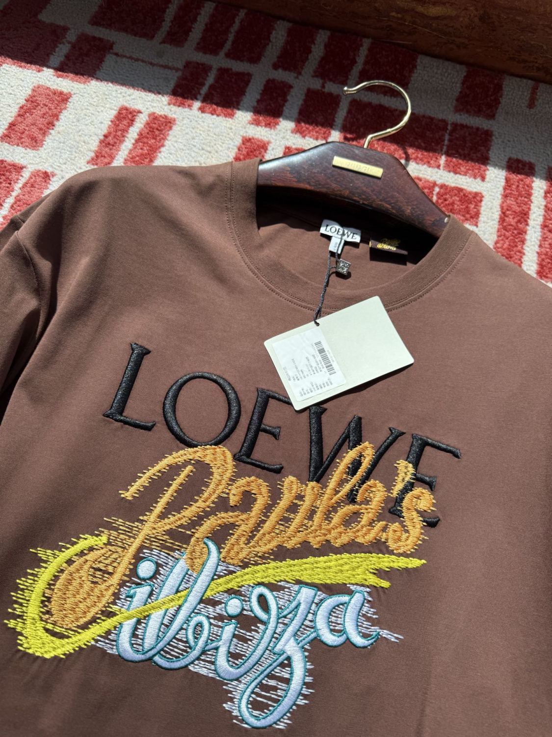 Loewe Men's Summer Embroidered Letter Print Solid Colour Cotton Round Neck Short Sleeve T-Shirt #76791
