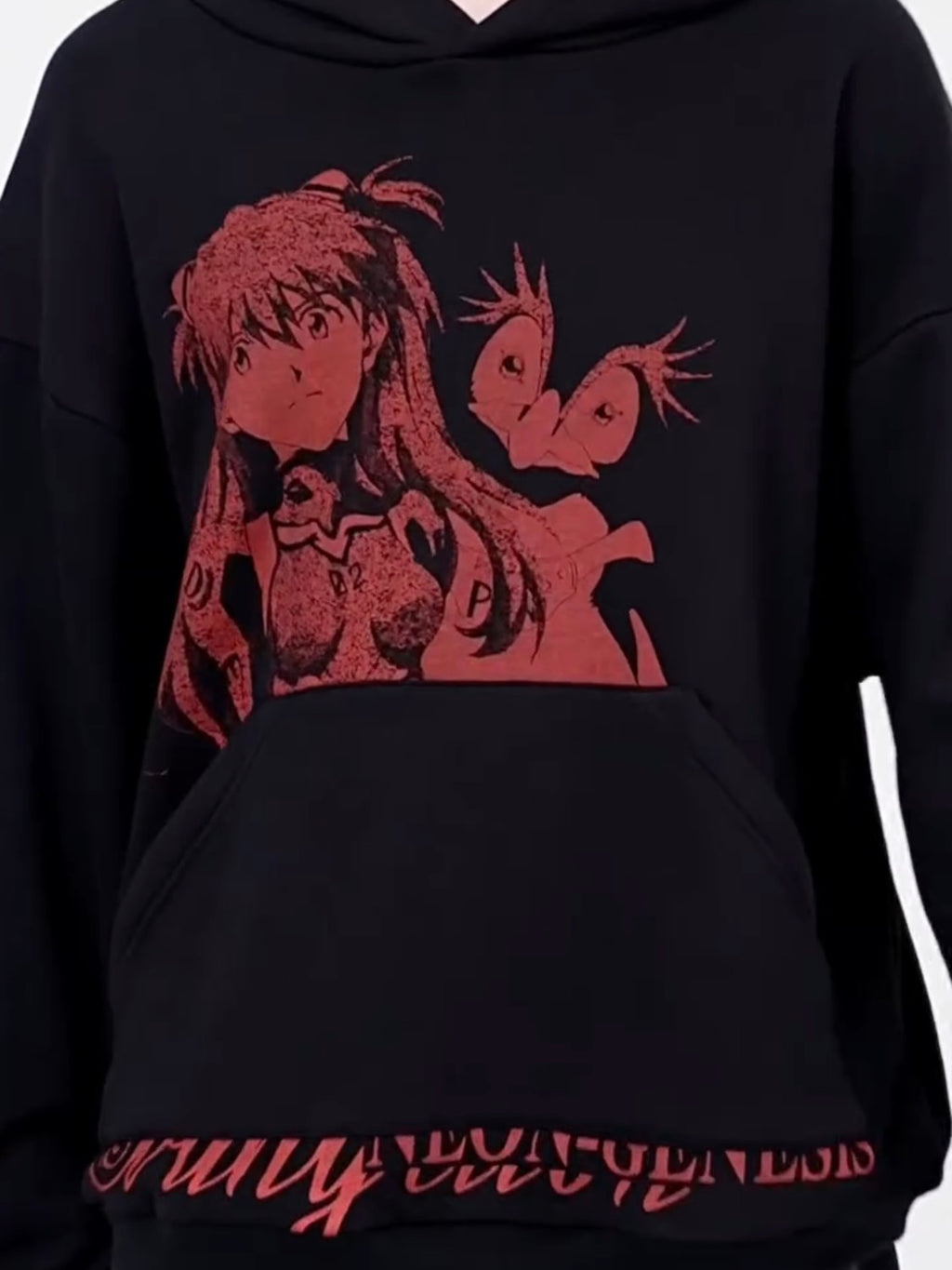 Rough Simmons Men's Fashion High Street Trend Black Red Akira Manga Do Old Print Washed Loose Hoodie Sweatshirt Ngvp #2253