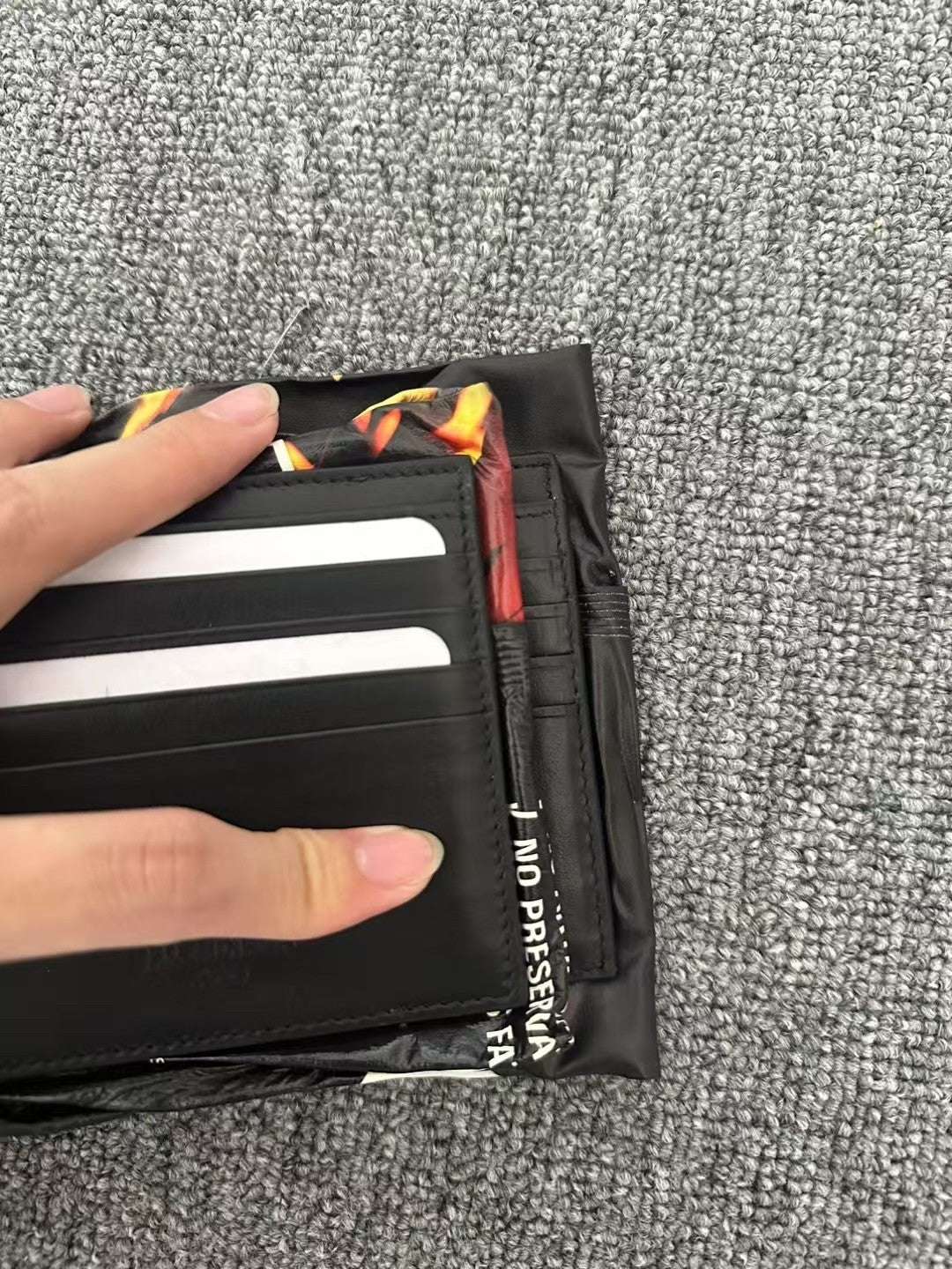 Balenciaga Chips Black Glossy Cowhide Leather Square Foldable Wallet Card Holder Bag Bags #77299