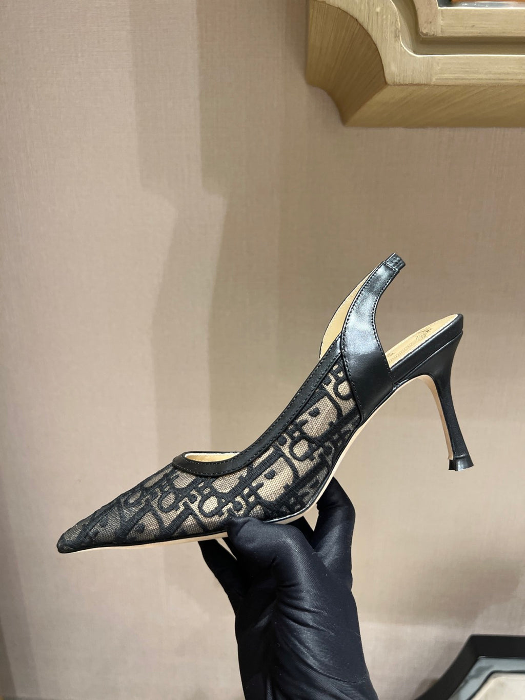 DIOR Adiorable Slingback Pump Black Dior Oblique Embroidered Mesh #380126