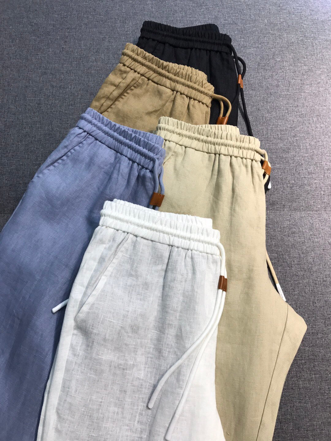 Loro Piana Men's Spring And Summer Solid Colour Drawstring Fashion Pants Loose Straight Comfortable Cotton Thin Suit Trousers Ngvp #1472