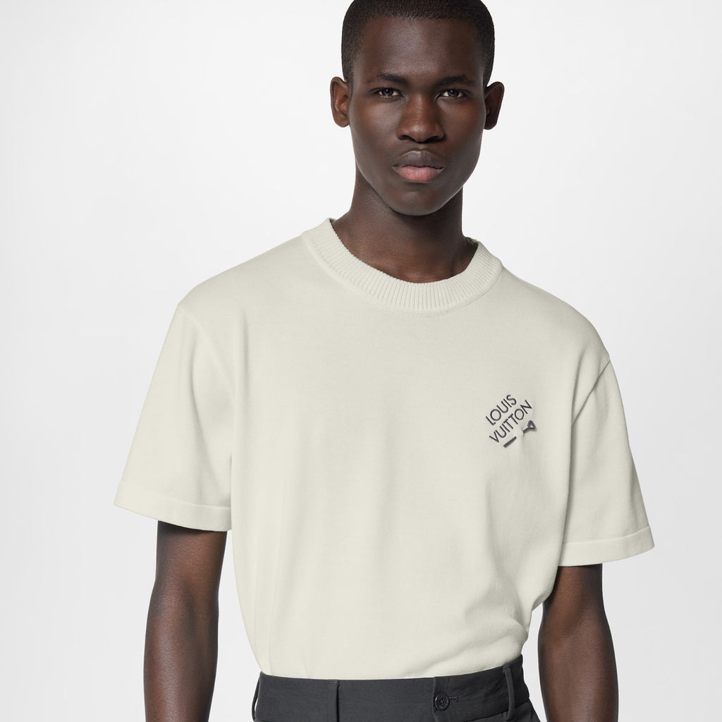 Louis Vuitton Men's Solid Color Logo Embroidery Casual Cotton Crew Neck Shirt Short Sleeve T-shirt #76114