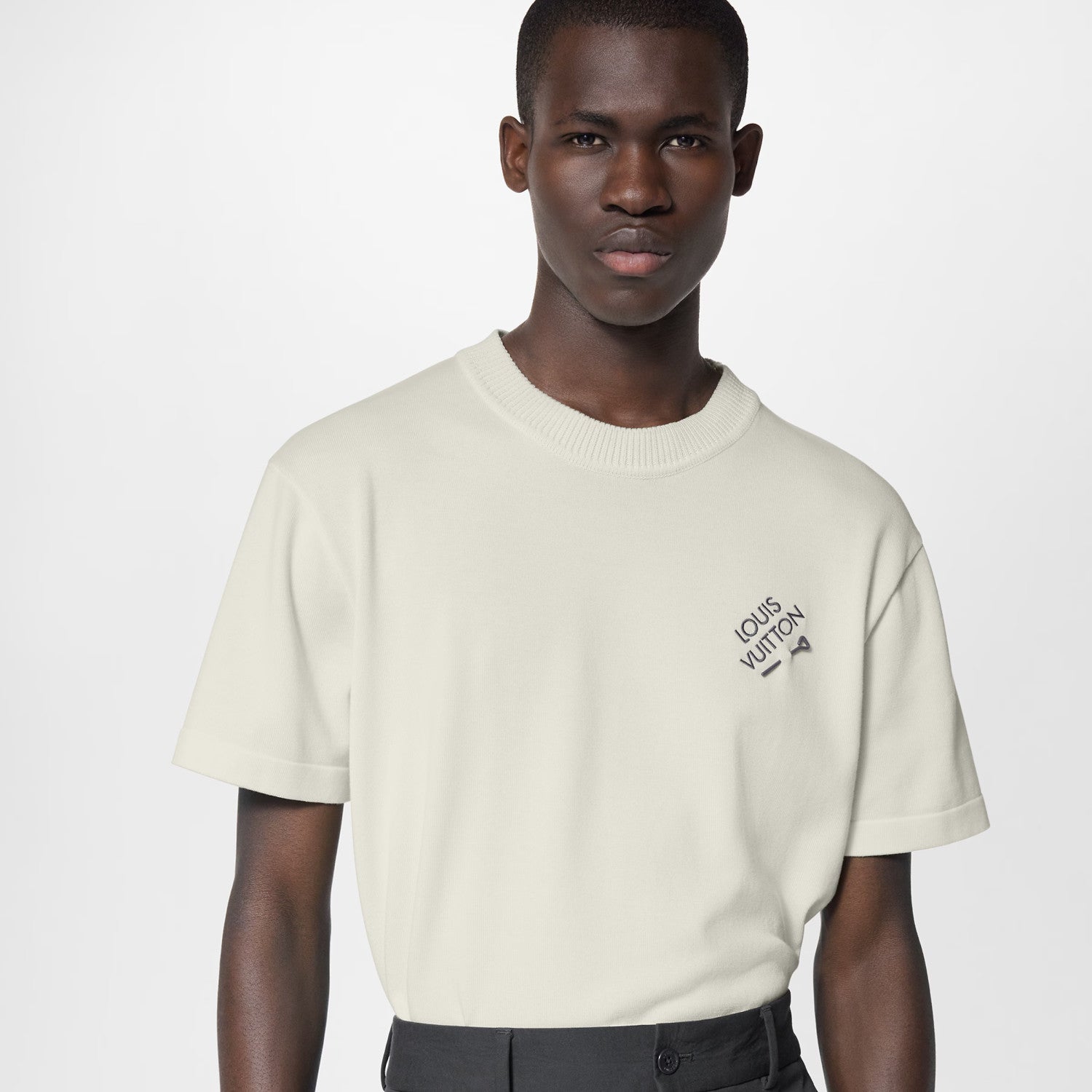 Louis Vuitton Men's Solid Color Logo Embroidery Casual Cotton Crew Neck Shirt Short Sleeve T-shirt #76114