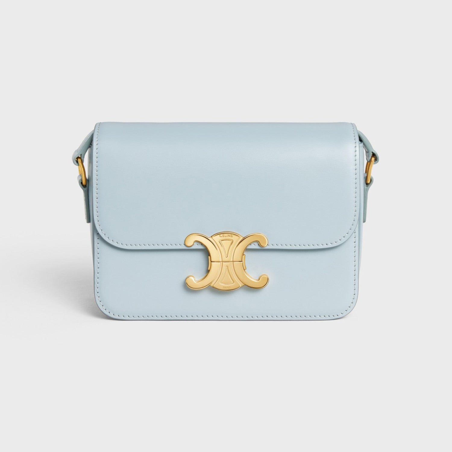 Celine Triomphe Medium Classic Premium Vintage-style Metallic Gold Logo Accent Leather Solid-colour Handbag Bag Lady Bags #196193