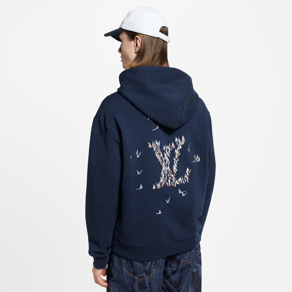 Louis Vuitton Men's Spring/Autumn Solid Color Casual Letter Embroidery Pattern Hooded Long Sleeve Sweatshirt #78239