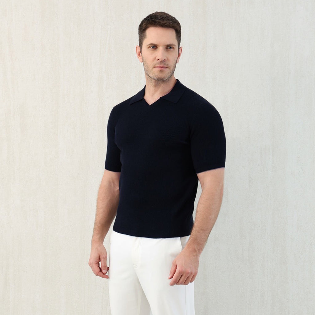 Brunello Cucinelli Men's Business Casual Spring Summer Cotton British Ribbed Knit Polo Shirt Fashion Trend Casual Comfort Lapel T-Shirt Ngvp #1347