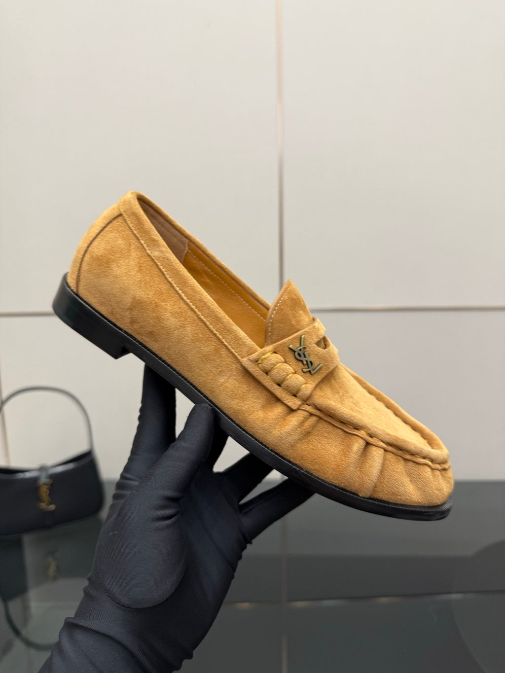 Saint Laurent Women's Autumn/Winter Fashion Casual Sheepskin Suede Round Toe Slip On Flat Loafers Casual Shoes #78376