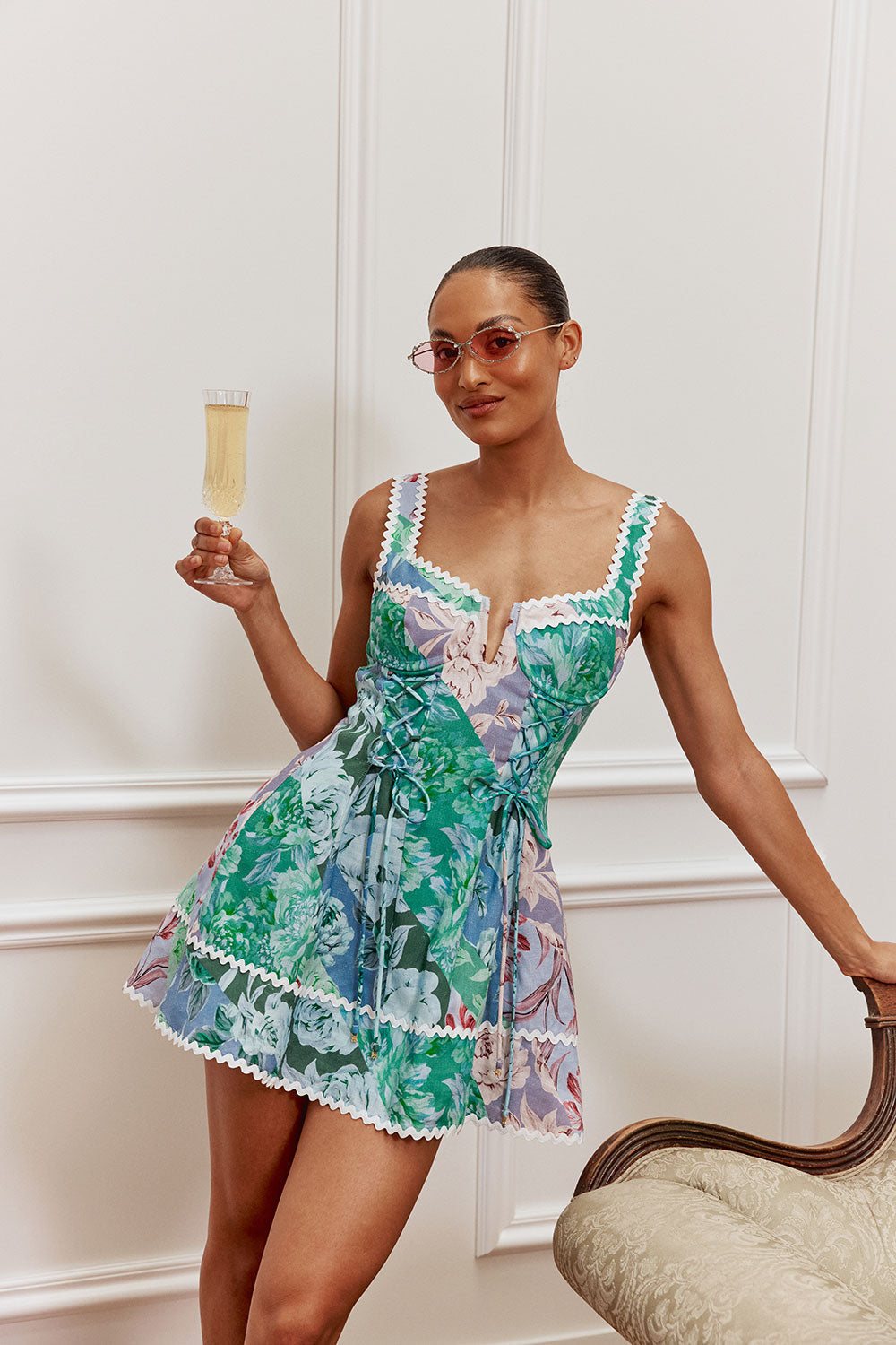 Chloe Lace Up Dress - Jardin Raye