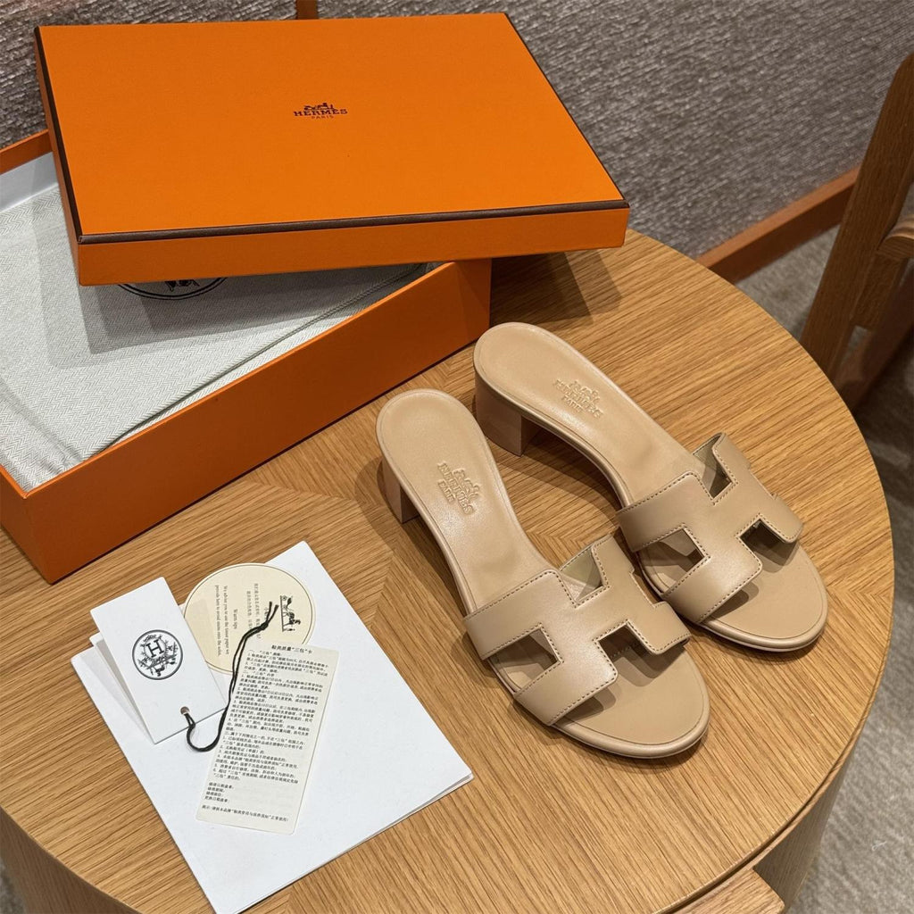 Hermes Oasis Women's Summer Solid Colour One Stirrup High Heel Slipper Shoes #76933