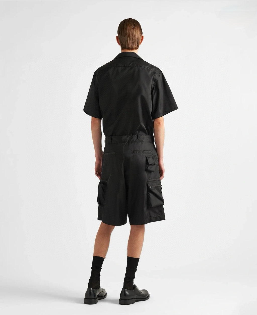Prada Men's Summer Solid Colour Triangle Logo Nylon Casual Zip Up Shorts #76476