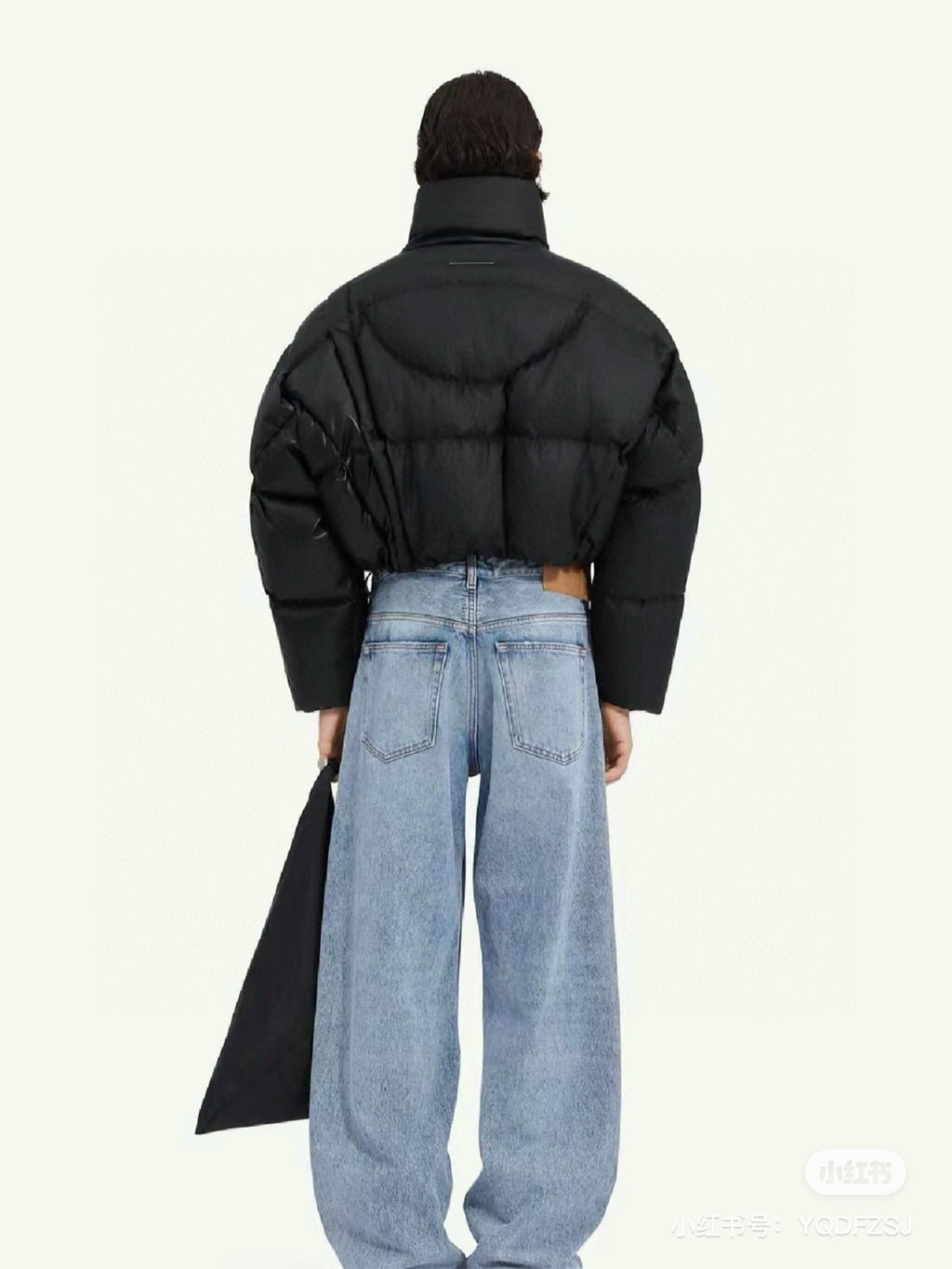 Maison Margiela Men's Winter Black Pleated Wide Down Patchwork Shorts Down Puffer Jacket #97331