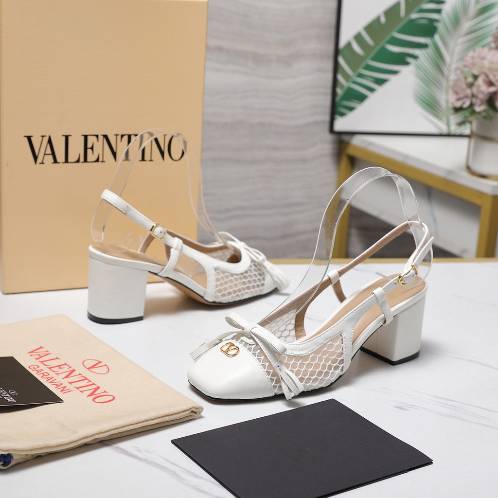 Valentino Valet Du Roi Slingback Pump In Mesh And Kidskin 60mm for Woman #379977