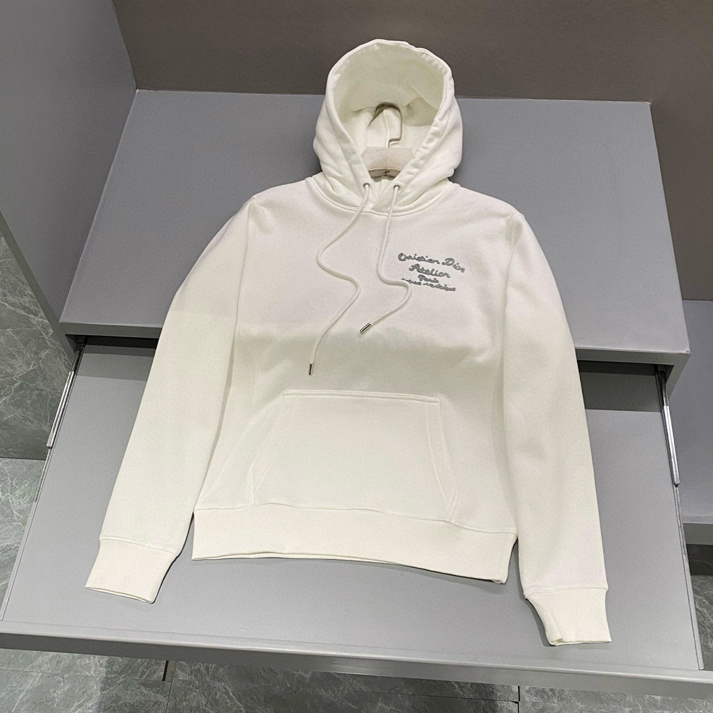 Dior Men's Autumn and Winter Solid Colour Embroidered Logo Pullover Thickened Hooded Sweatshirt #97852