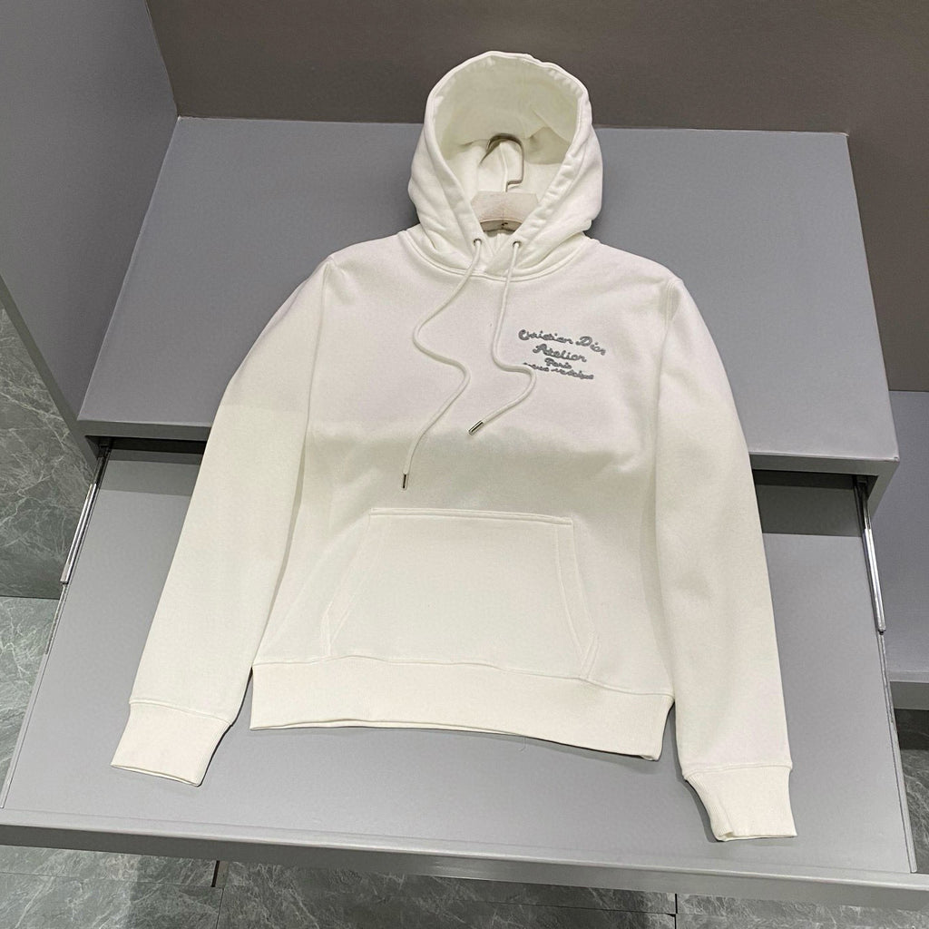 Dior Men's Autumn and Winter Solid Colour Embroidered Logo Pullover Thickened Hooded Sweatshirt #97852