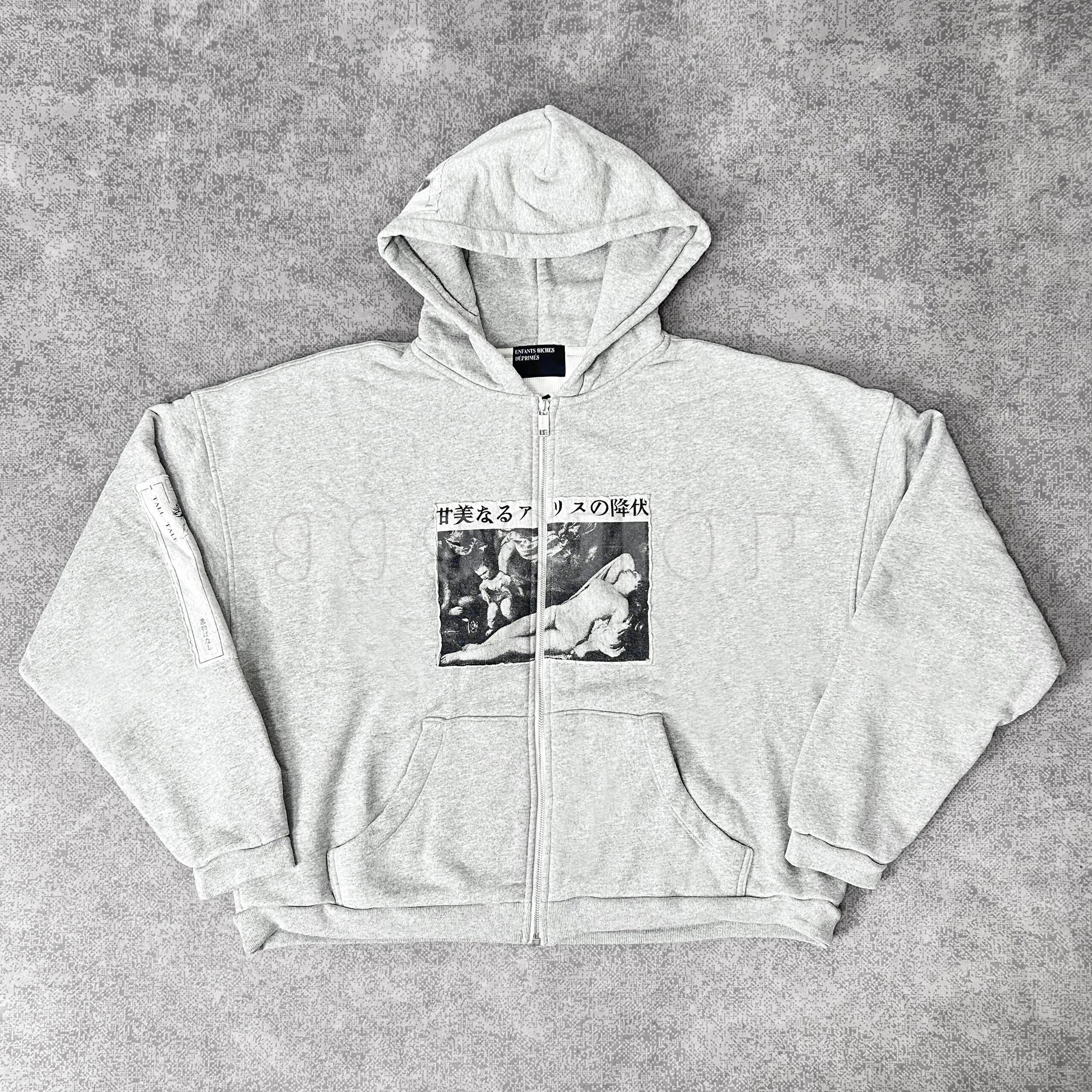 Enfants Riches Deprimes Fall Alice Patch Distressed Zipper Hooded Sweatshirt #333688