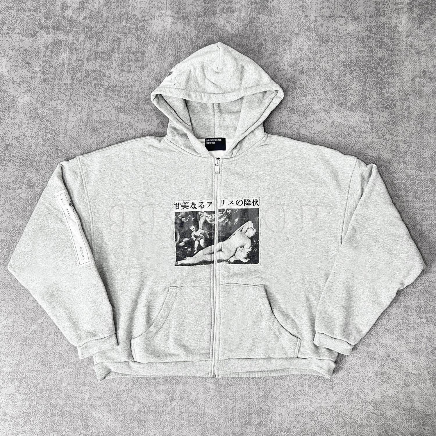 Enfants Riches Deprimes Fall Alice Patch Distressed Zipper Hooded Sweatshirt #333688
