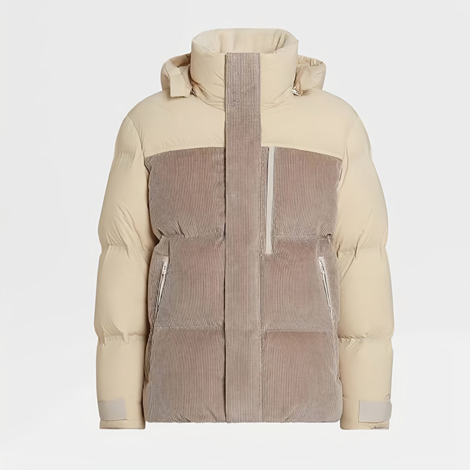 Ermenegildo Zegna Men's Fall And Winter Color Blocking Down Jacket 90 White Duck Down Warm Loose Hooded Zipper Thick Jacket  Ngvp #2423