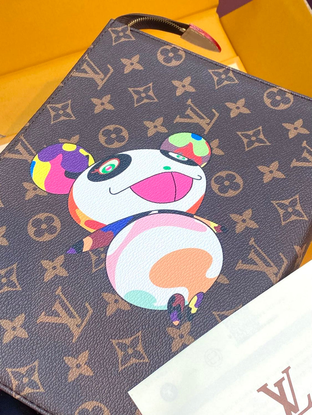 Louis Vuitton LV x TM Women's Solid Color Letter Print Graffiti Pattern Leather Zipper Closure Three-in-One Clutch Bag Bags #77916