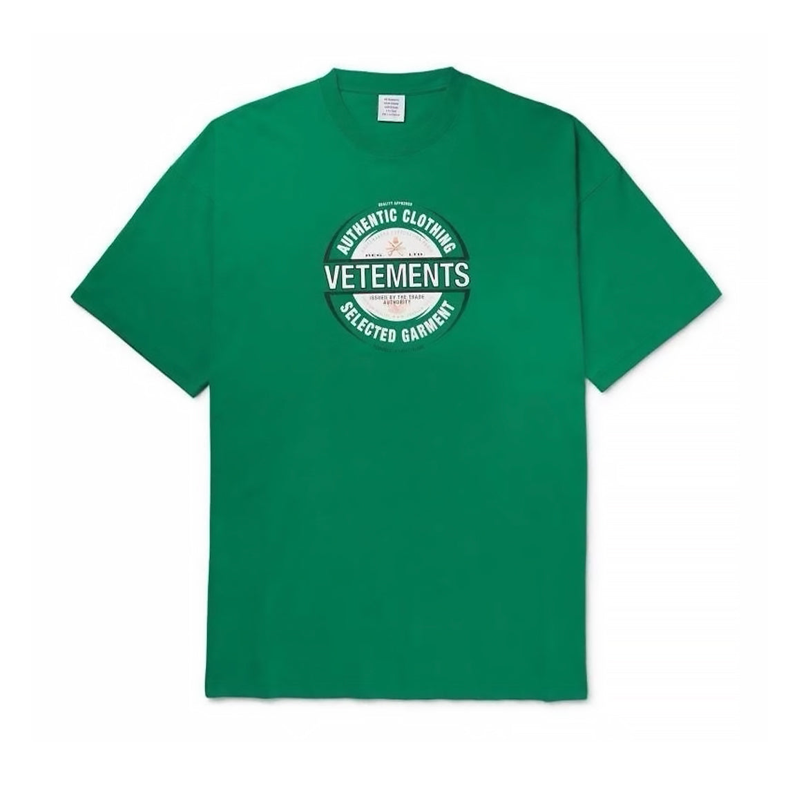 Vetements Men's Summer Logo Pattern Printing Casual Green Loose Round Neck Short Sleeve T-Shirt #71599