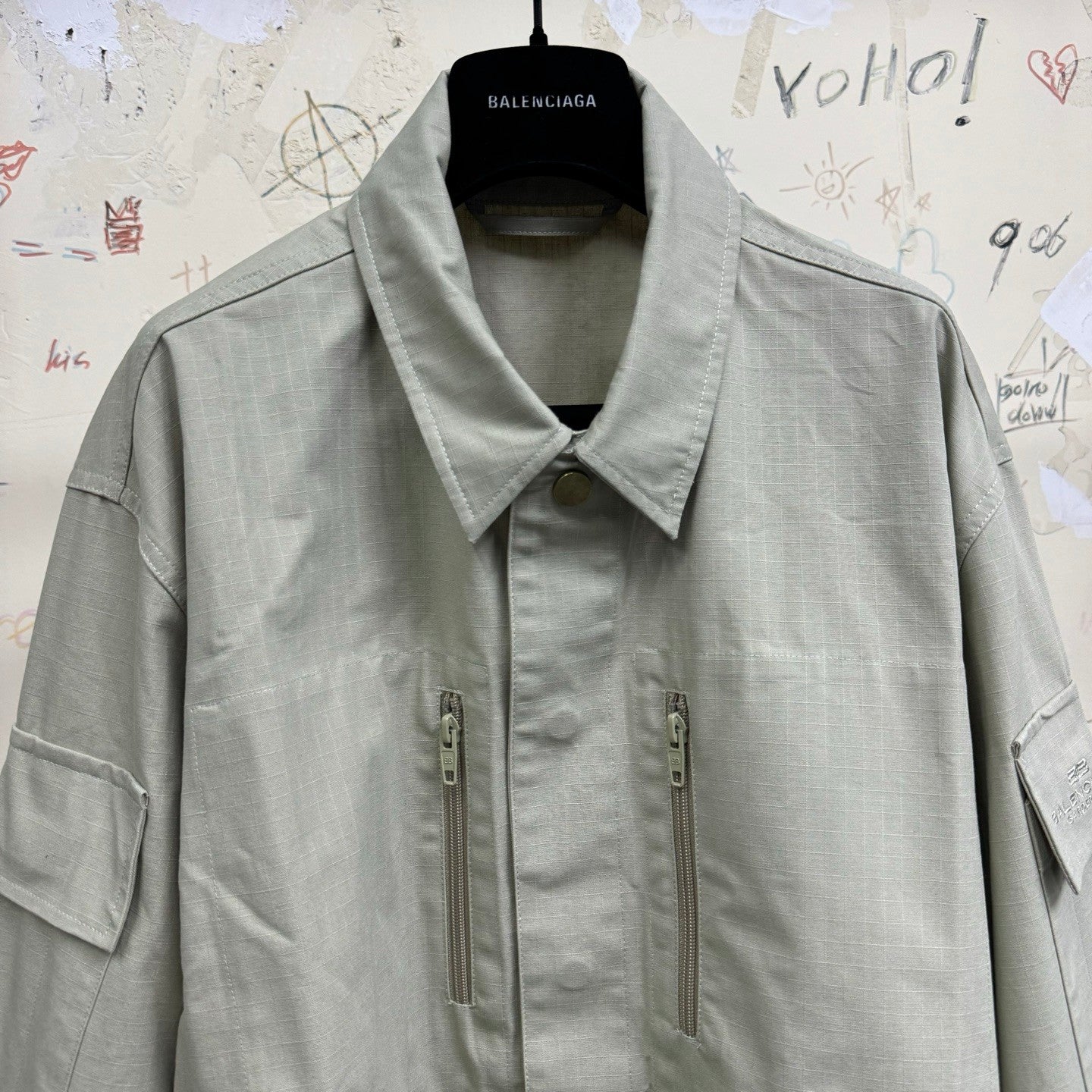 Balenciaga Men's Spring And Summer Solid Color Zipper Pocket Single Breasted Long Sleeve Shirt #75849