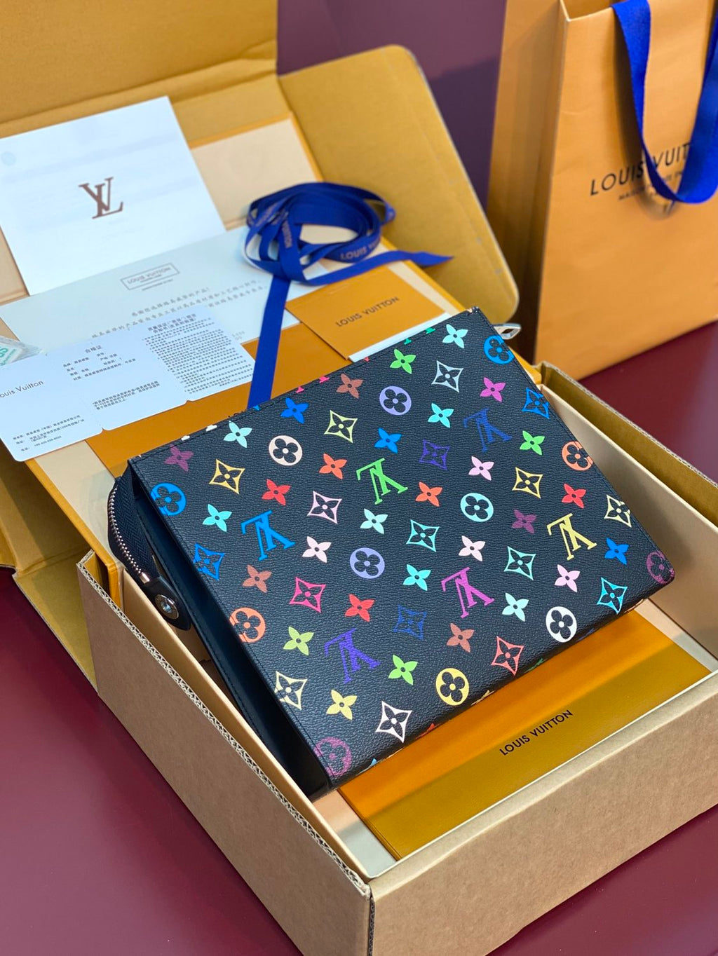 Louis Vuitton LV x TM Toiletry Pouch Men's and Women's Colorful Alphabet Print Zipper Leather Clutch Bag Toiletry Bags #77915