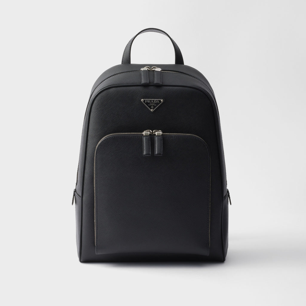 Prada Saffiano Classic Minimalist Business Backpack Printed Triangle Badge Adjustable Leather Shoulder Straps Two Way Zipper Closure Backpack  Bag Bags 2VZ102_9Z2_F0002_V_DOO #79175