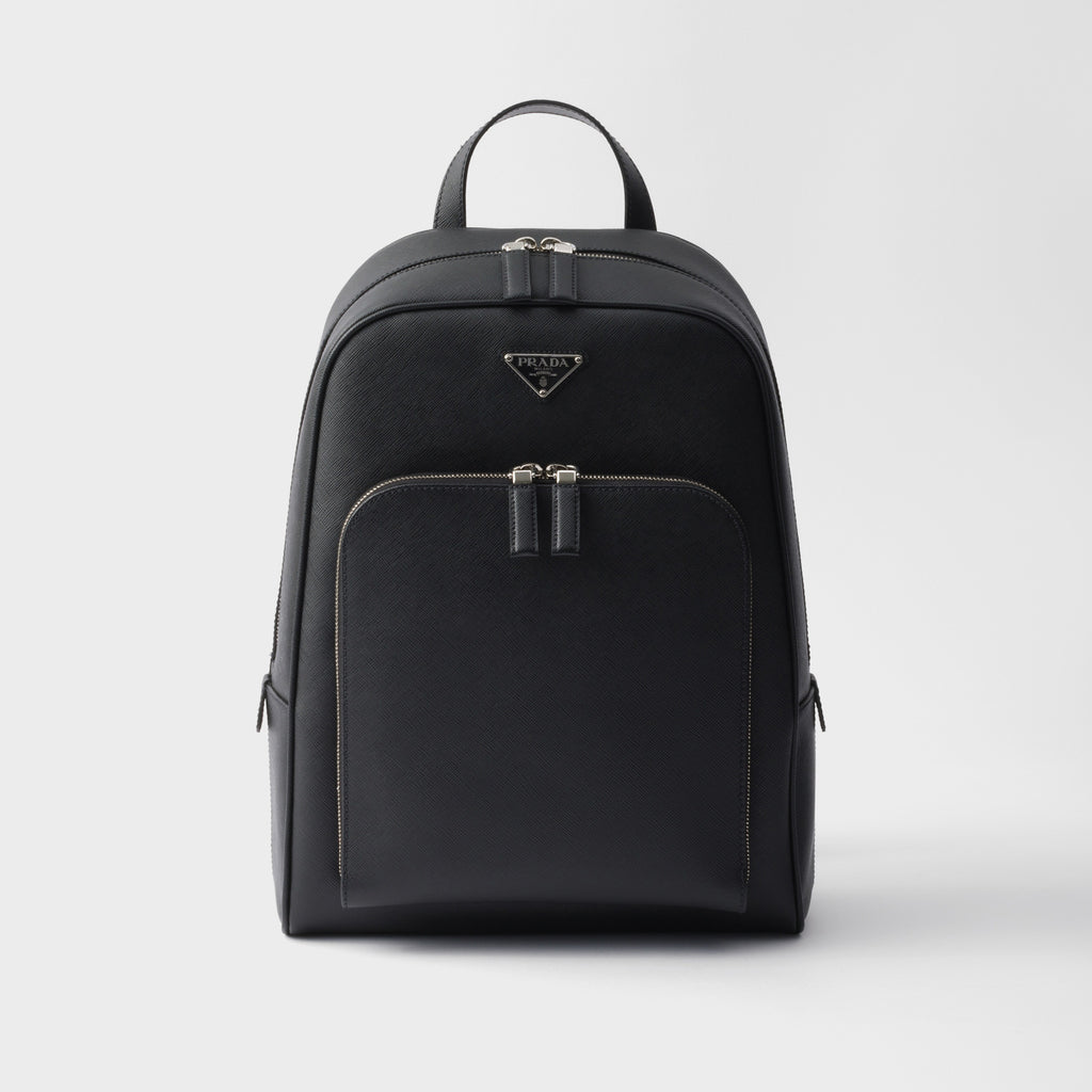 Prada Saffiano Classic Minimalist Business Backpack Printed Triangle Badge Adjustable Leather Shoulder Straps Two Way Zipper Closure Backpack  Bag Bags 2VZ102_9Z2_F0002_V_DOO #79175