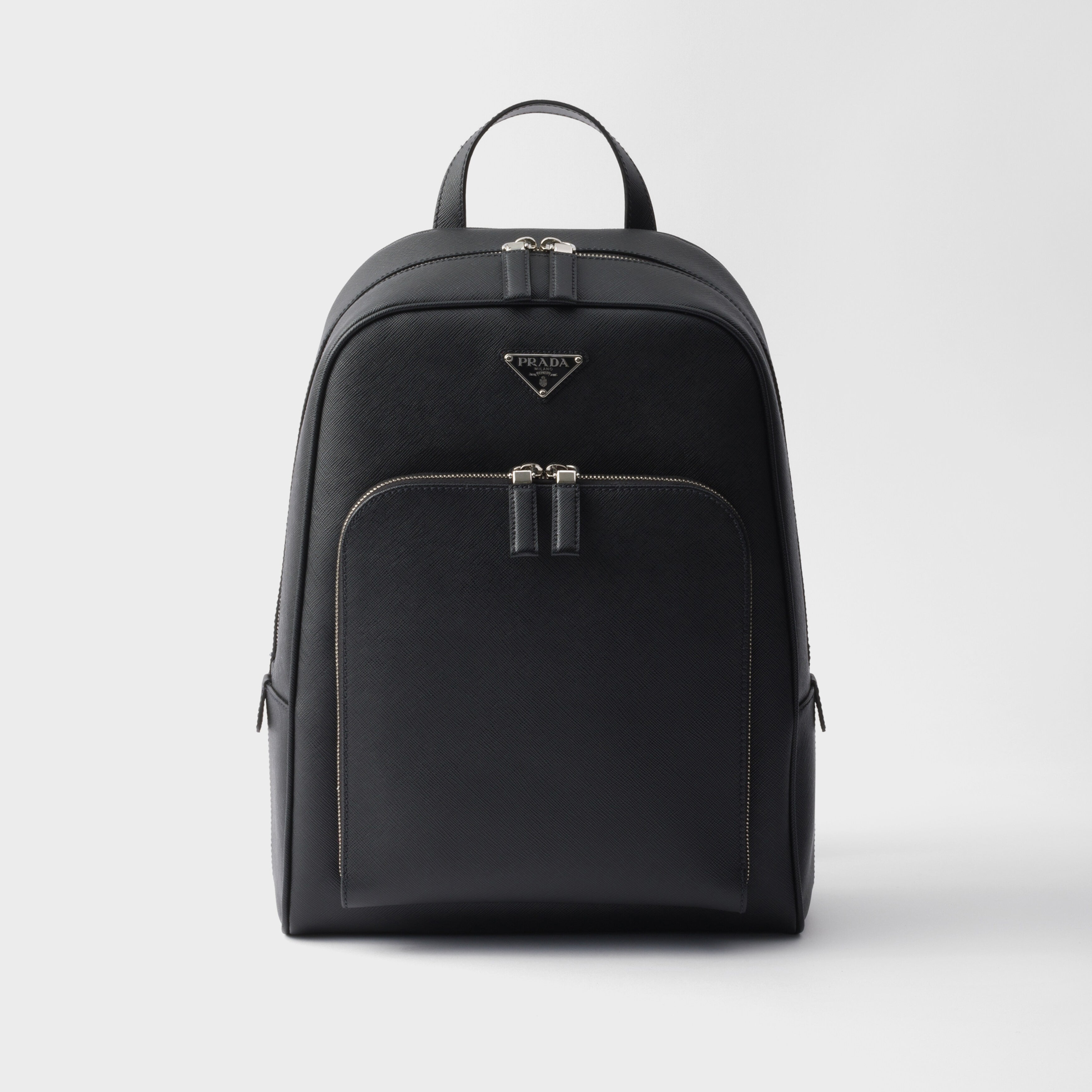 Prada Saffiano Classic Minimalist Business Backpack Printed Triangle Badge Adjustable Leather Shoulder Straps Two Way Zipper Closure Backpack  Bag Bags 2VZ102_9Z2_F0002_V_DOO #79175