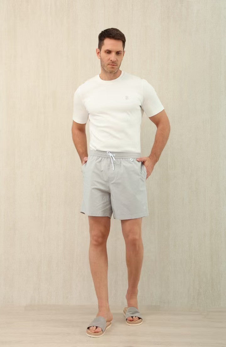 Loro Piana Men's Summer Letter Solid Color Mid Waist Tie Straight Bay Swim Shorts Ngvp #9959