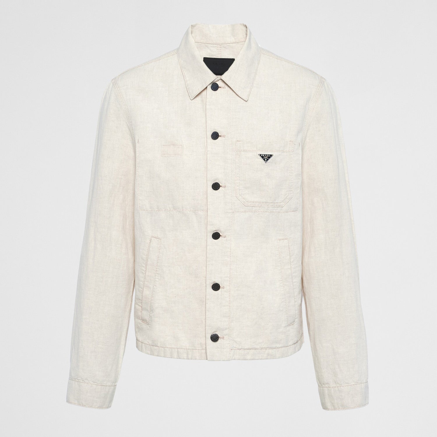 Prada Men's Spring And Fall Beige Lapel Single Breasted Long Sleeved Shirt Jacket #72511