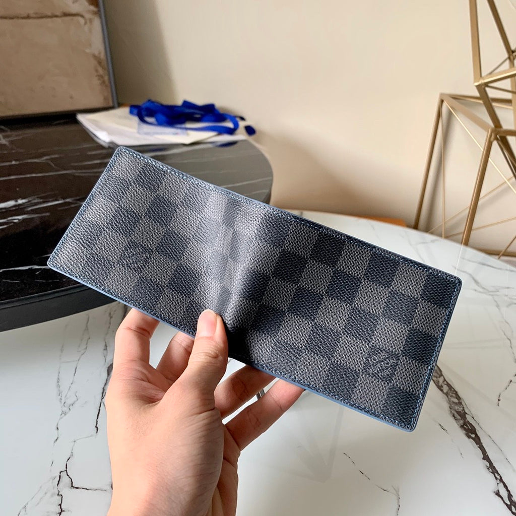 Louis Vuitton Slender Men's Black Checkerboard Printed Canvas Cowhide Card Case Wallet Bag #75932