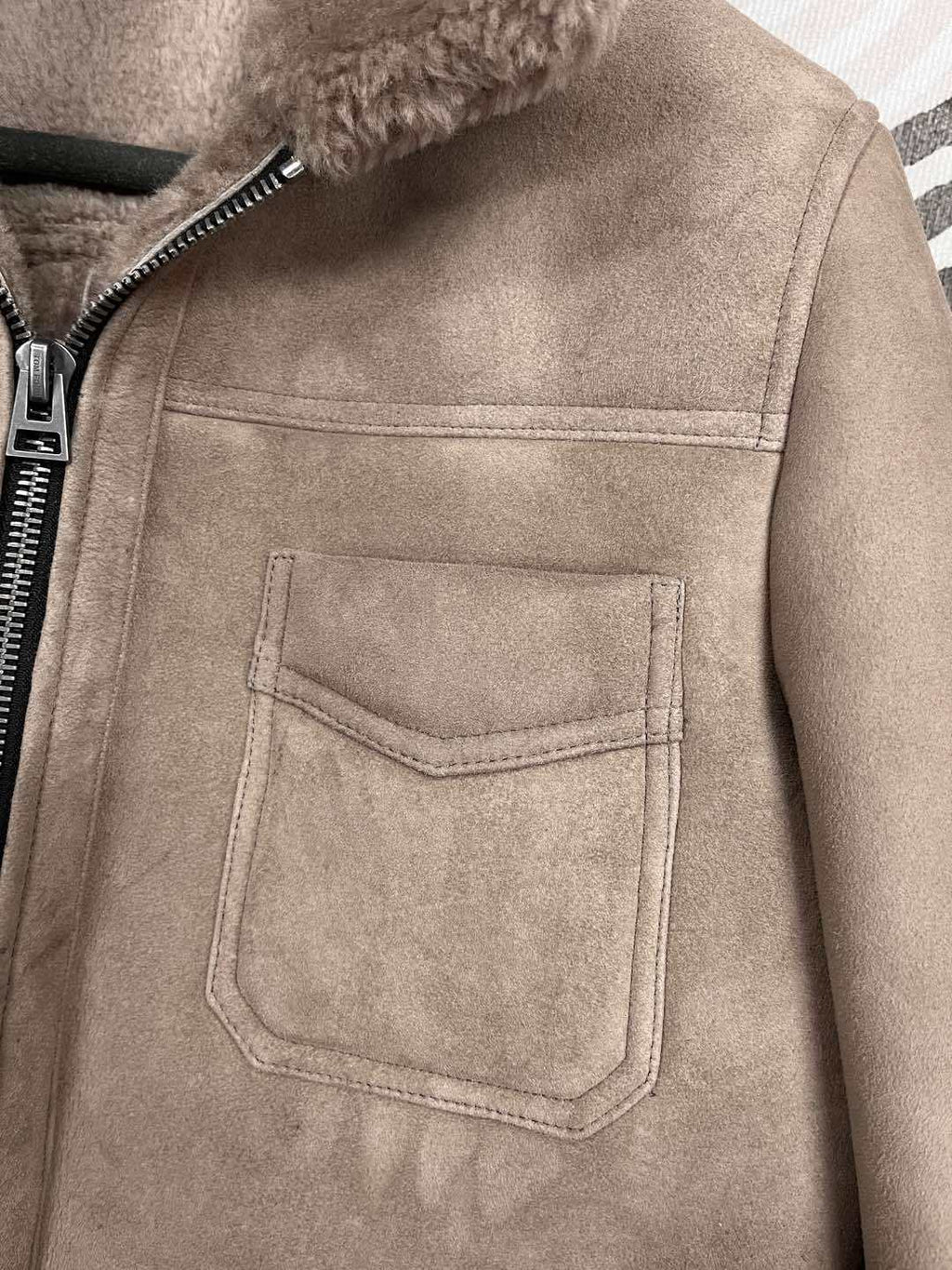 Tom Ford Men's and Women's  Winter Fashion Casual Lapel Zipper Classic Four-Pocket Leather and Fleece Hybrid Jacket #78814