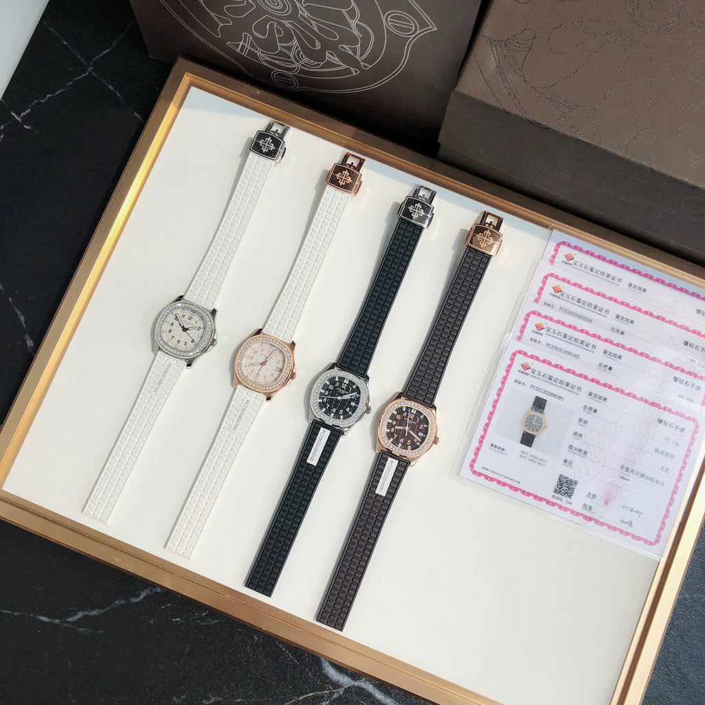 Patek Philippe Mechanical Watches With Diamonds On Silicone Straps Watch #96352