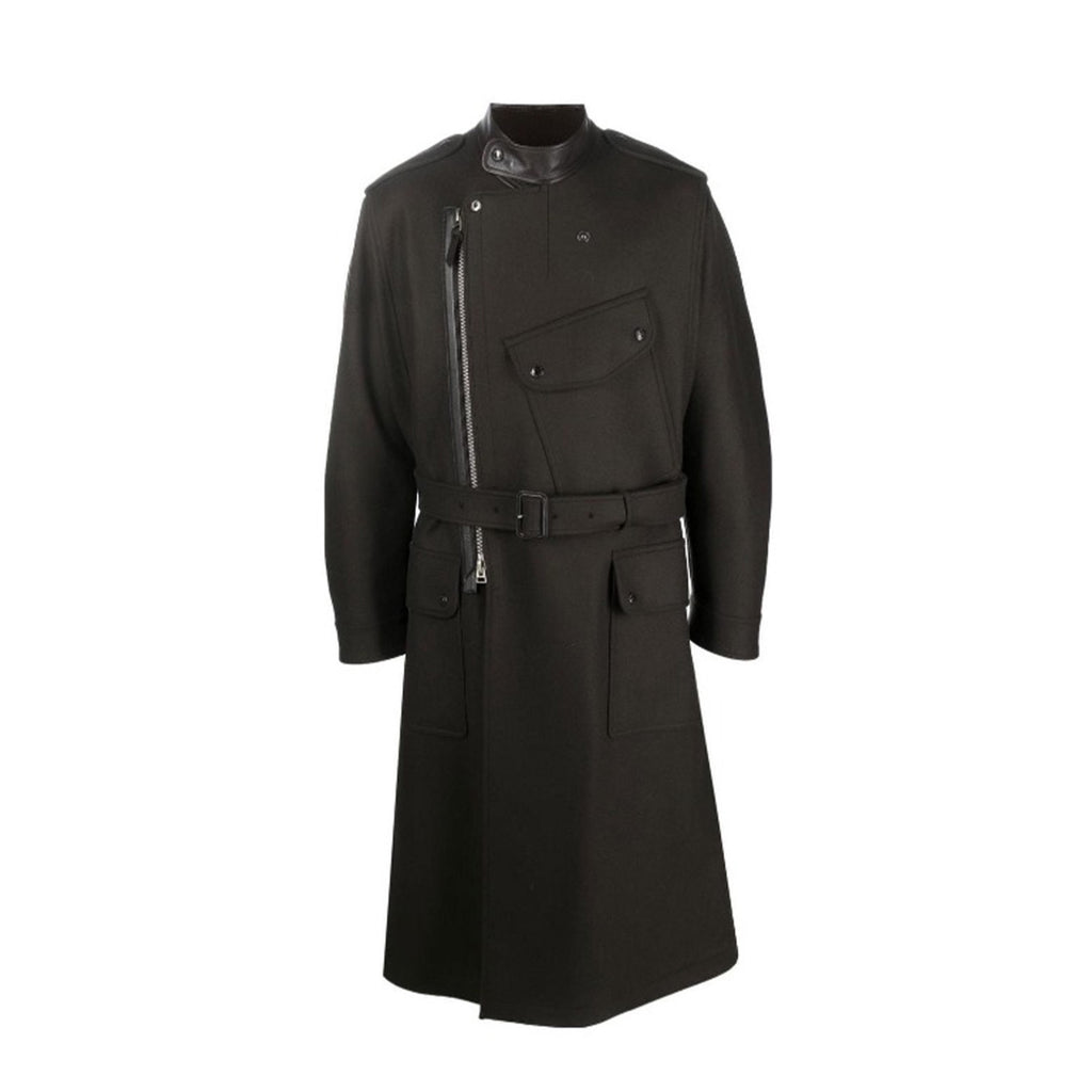 Tom Ford Solid Color Slanted Zipper Long Coat Ngvp #6779