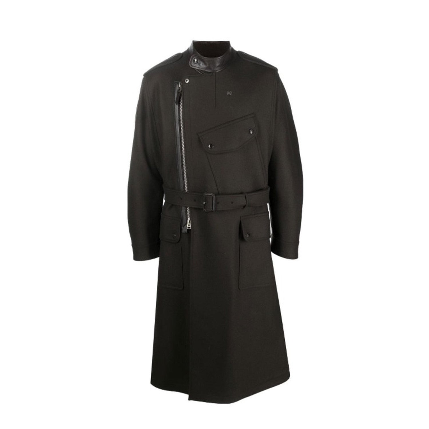 Tom Ford Solid Color Slanted Zipper Long Coat Ngvp #6779
