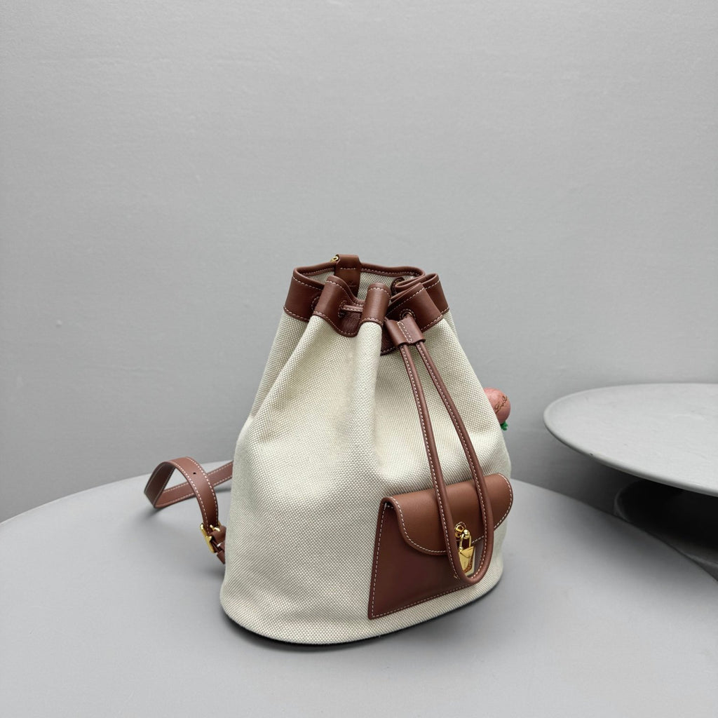 Loro Piana Women's Solid Color Adjustable Shoulder Strap Extra Drawstring Shoulder Bag Bags #76521