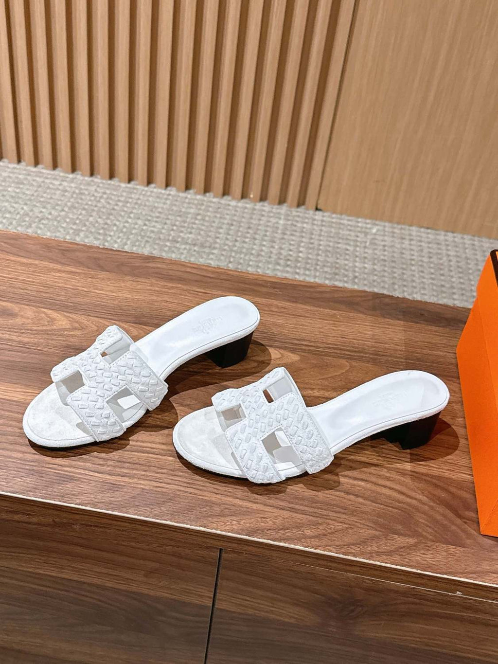 Hermès Woven Low Heel Slippers #384073