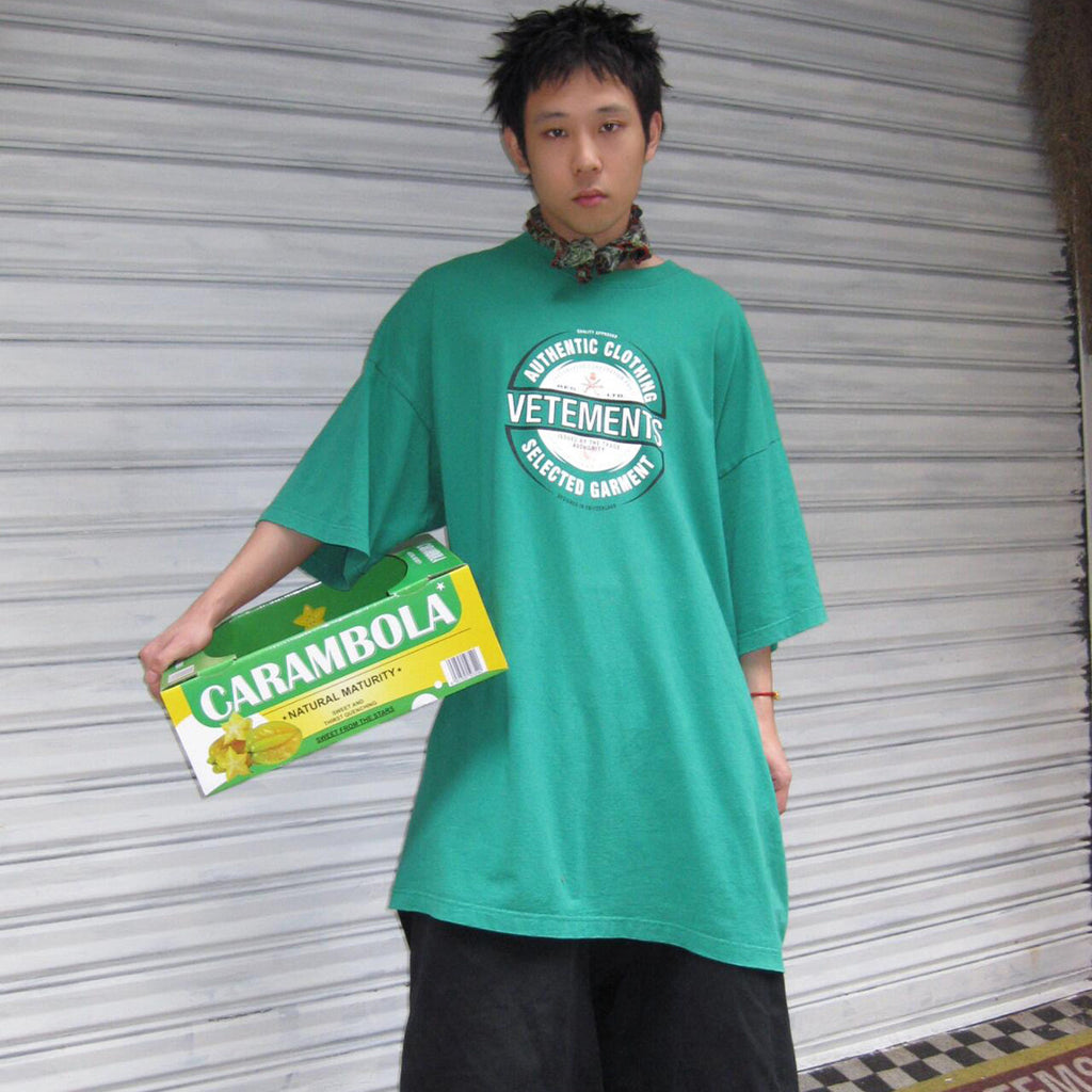 Vetements Men's Summer Logo Pattern Printing Casual Green Loose Round Neck Short Sleeve T-Shirt #71599