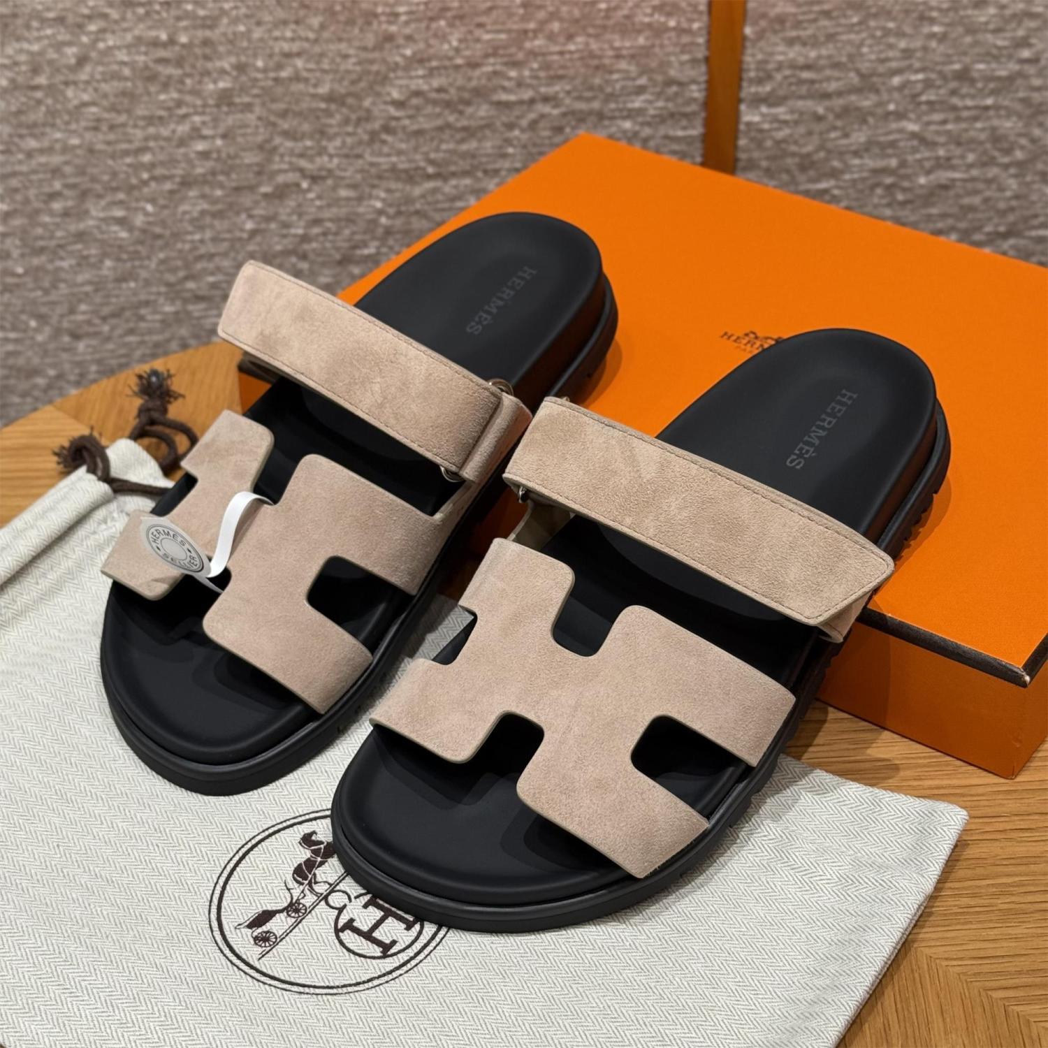 Hermes Women's Autumn and Winter Pure Color Suede Leather Casual Fashion Sandal Mop Shoes #77294