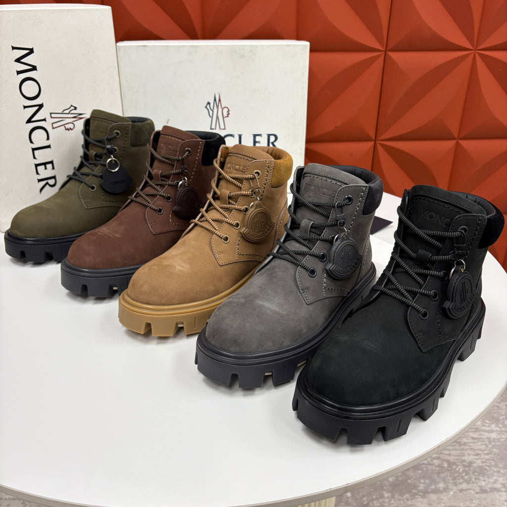 Moncler Black Peak City Nubuck Suede Lace-Up Boots #336113