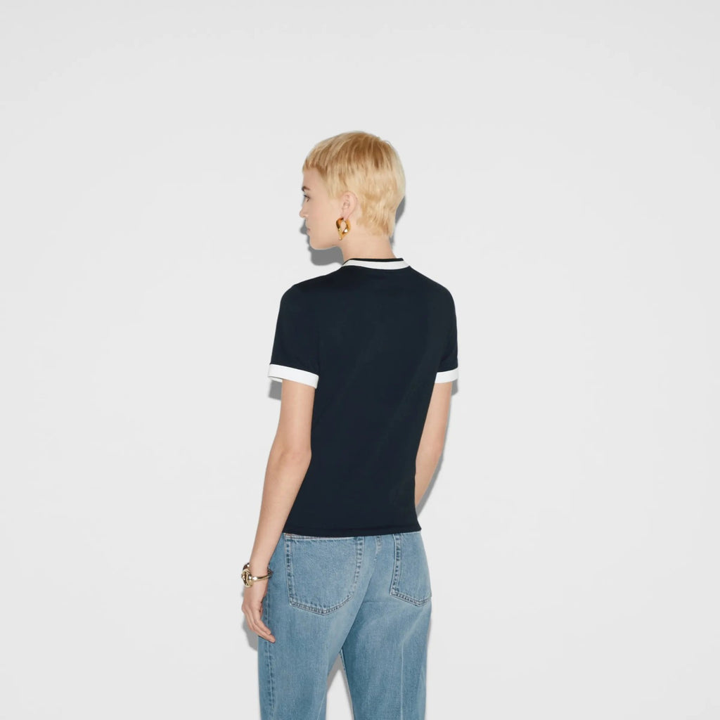 Gucci Men's Summer Letter Embroidery Knit Cotton Round Neck Short Sleeve Solid Color Fitted T-Shirt #71359