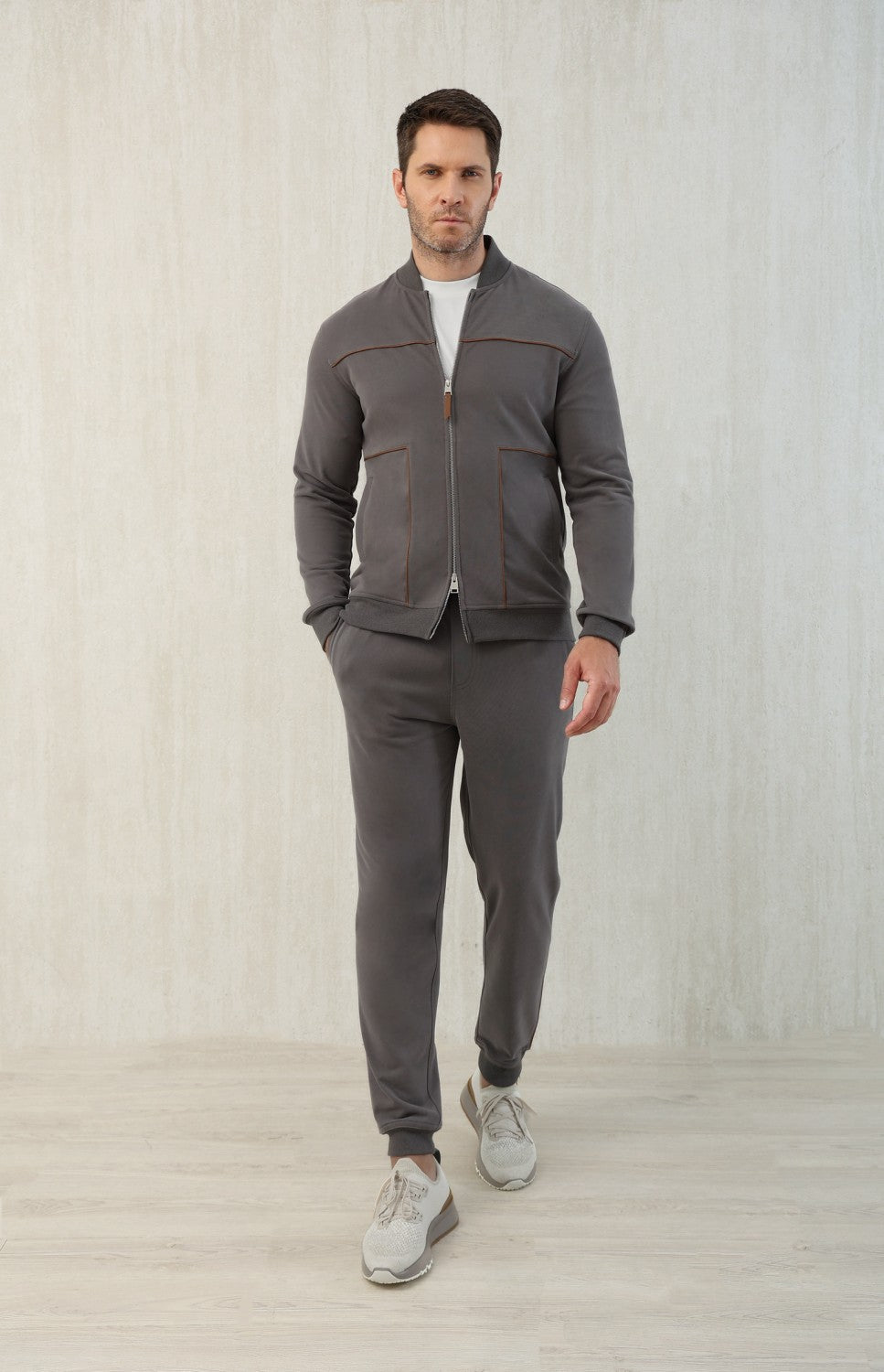Brunello Cucinelli Men's Spring and Autumn Hooded Long Sleeve Cotton Casual Sports Sweatshirt Zipper Long Sleeve Jacket Ngvp #1766