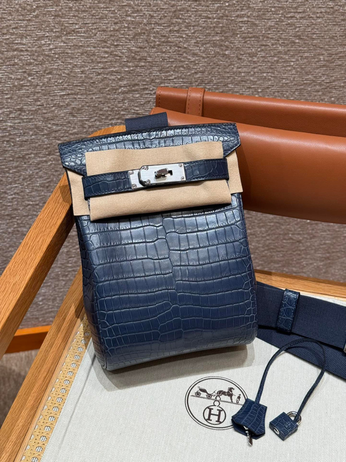 Hermes Hac A Dos Small Backpack 28cm Kelly Crossbody Bag Crocodile-print Special Leather Bag Shoulder Bag Togo From France #196033
