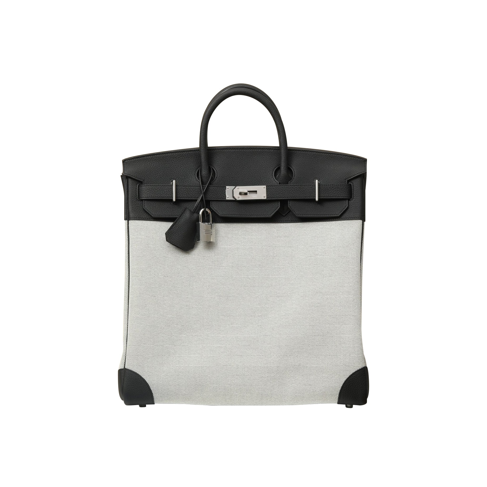 Hermes HacHaut A Courroies 40 HACG40 Women's Silver Buckle Canvas And Cowhide Colour Blocked Handbag Bag Bags #77113
