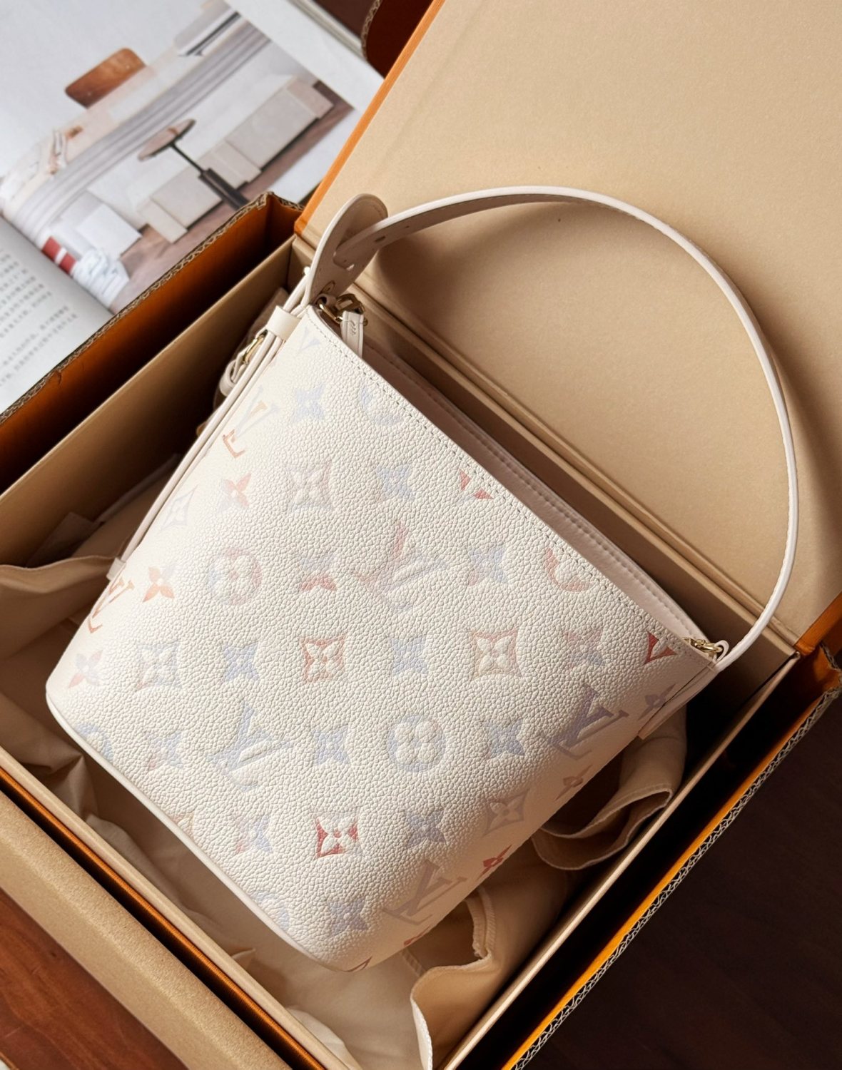 Louis Vuitton All In BB Women's Watercolor Gradient Logo Print Embossed Grained Cowhide Leather Shoulder Bag Crossbody Handbag Tote Bags #78126